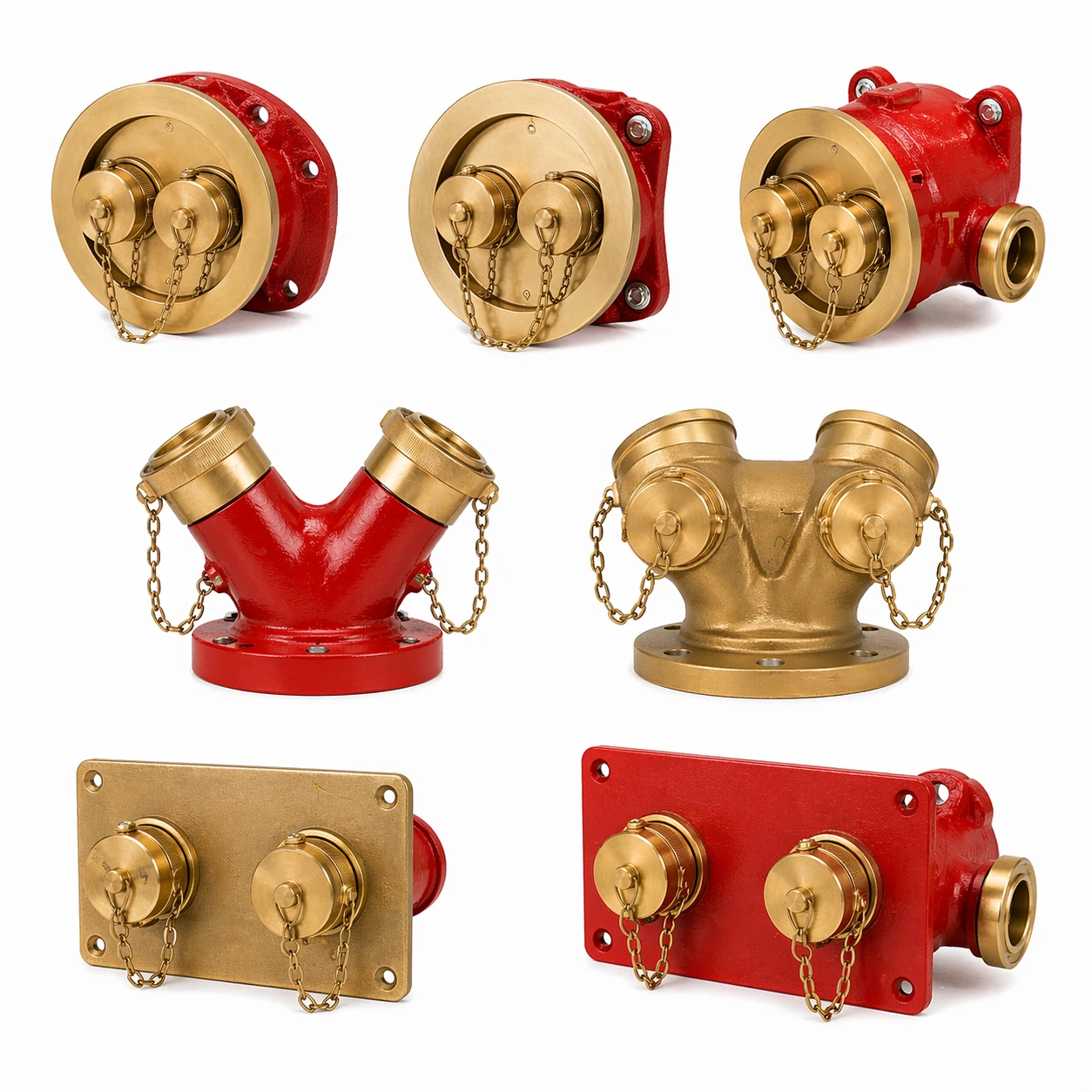 Fire department connection with dual inlets, route illustration
