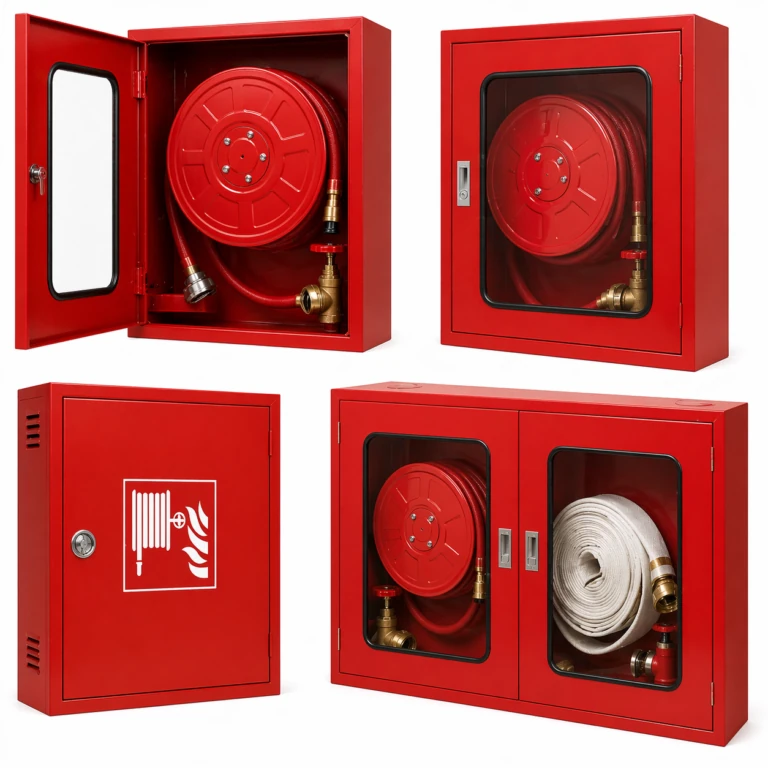 Surface-mounted and recessed fire hose reel cabinets