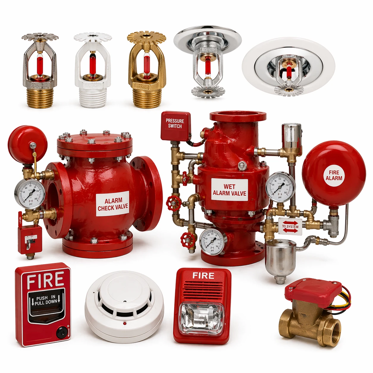 Sprinklers, alarm valves and hose reels for commercial buildings