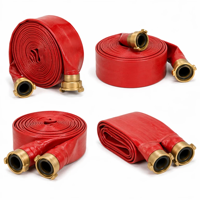 Polyester-jacketed layflat fire hose