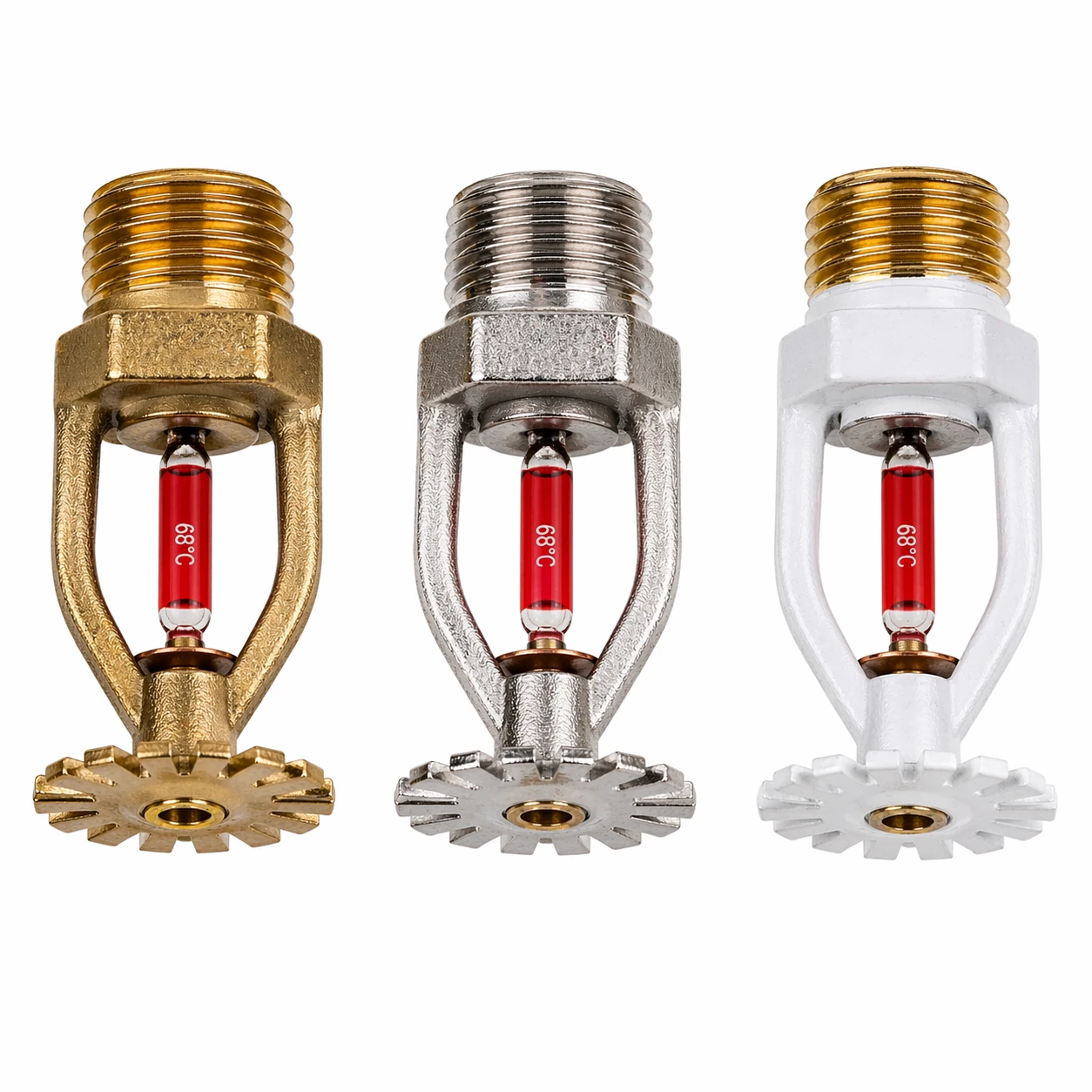 Pendant sprinkler head with downward deflector, series routing illustration